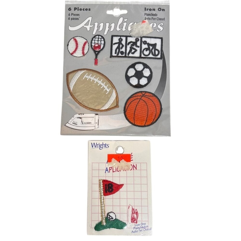 Iron On Sports Patches Set Includes 6 Pieces & Golf Flag 18 Applique By Wrights